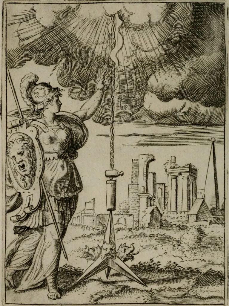 An illustration from Achillis Bocchii Bonon. Symbolicarum quaestionum, de vniuerso genere, quas serio ludebat, libri quinque, 1574, leaf 355