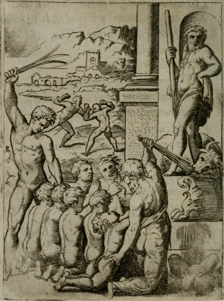 An illustration from Achillis Bocchii Bonon. Symbolicarum quaestionum, de vniuerso genere, quas serio ludebat, libri quinque, 1574, leaf 377