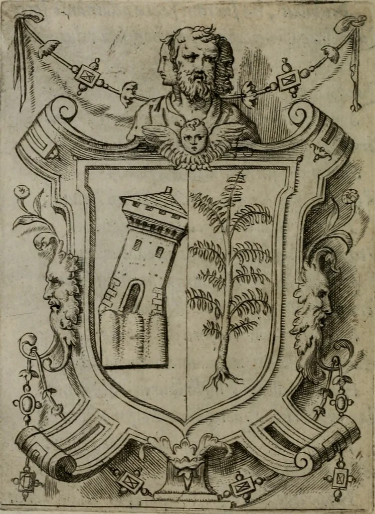 An illustration from Achillis Bocchii Bonon. Symbolicarum quaestionum, de vniuerso genere, quas serio ludebat, libri quinque, 1574, leaf 393