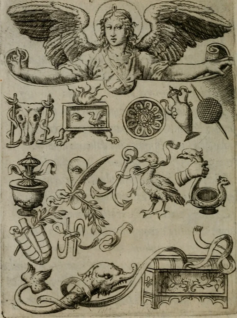 An illustration from Achillis Bocchii Bonon. Symbolicarum quaestionum, de vniuerso genere, quas serio ludebat, libri quinque, 1574, leaf 395