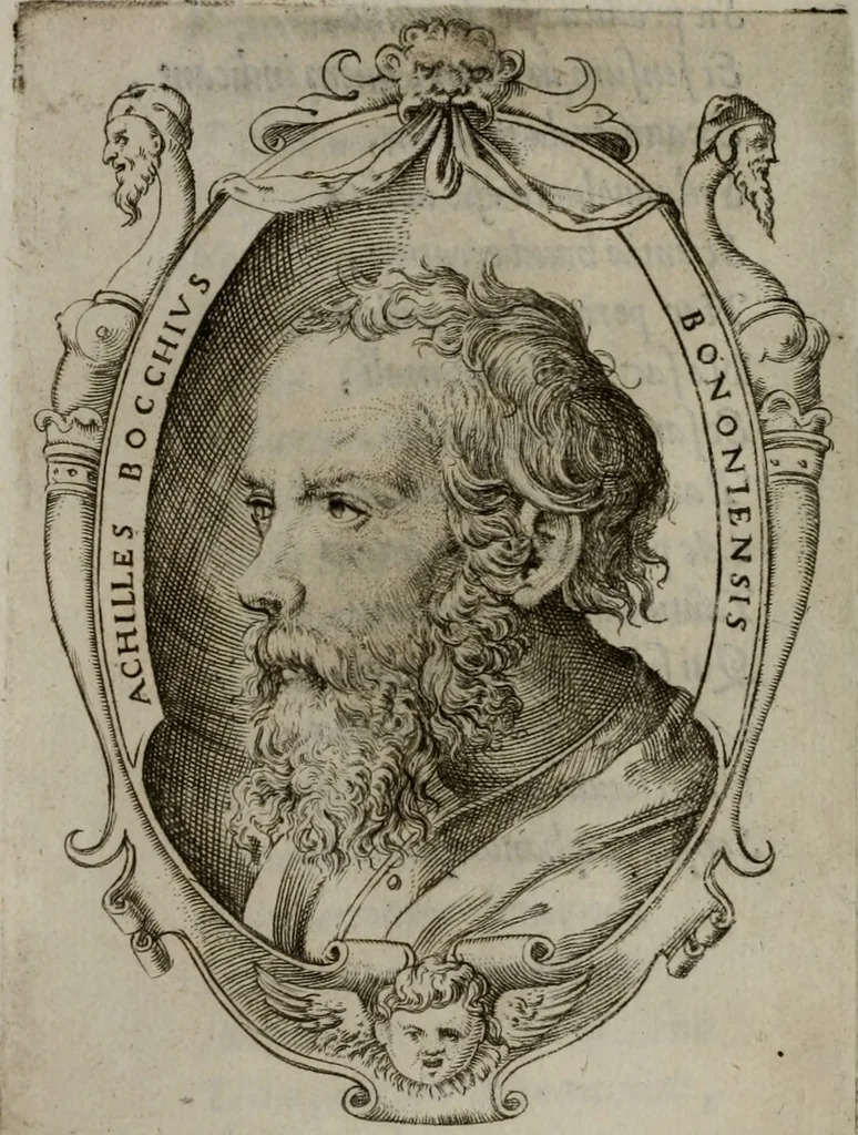 An illustration from Achillis Bocchii Bonon. Symbolicarum quaestionum, de vniuerso genere, quas serio ludebat, libri quinque, 1574, leaf 57