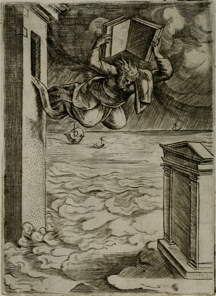 An illustration from Achillis Bocchii Bonon. Symbolicarum quaestionum, de vniuerso genere, quas serio ludebat, libri quinque, 1574, leaf 85