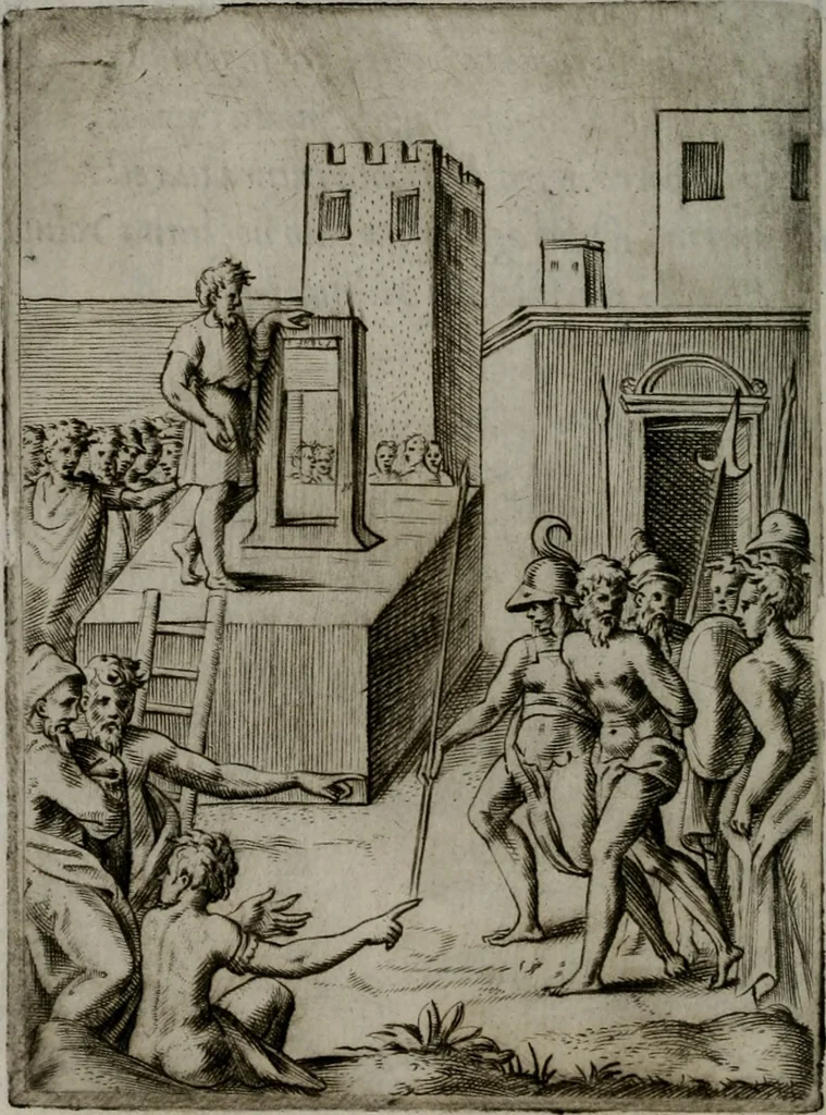 An illustration from Achillis Bocchii Bonon. Symbolicarum quaestionum, de vniuerso genere, quas serio ludebat, libri quinque, 1574, leaf 91