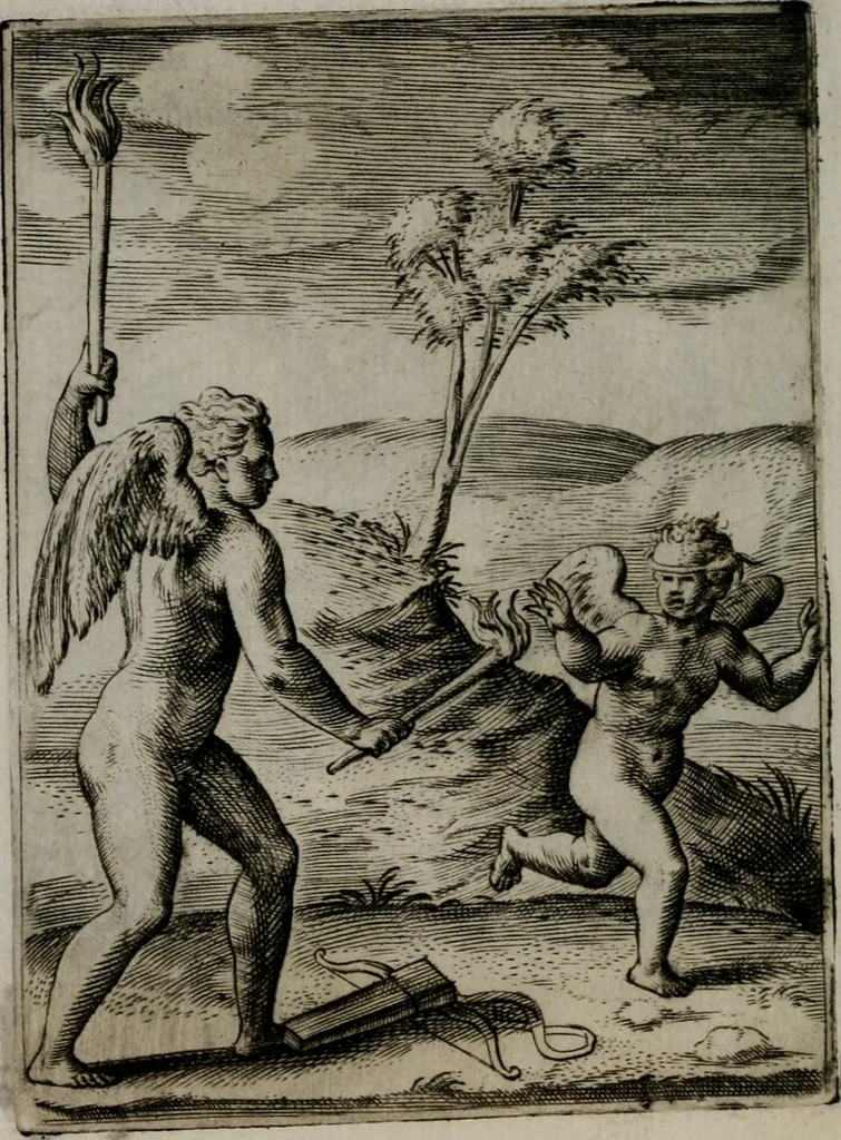 An illustration from Achillis Bocchii Bonon. Symbolicarum quaestionum, de vniuerso genere, quas serio ludebat, libri quinque, 1574, leaf 95