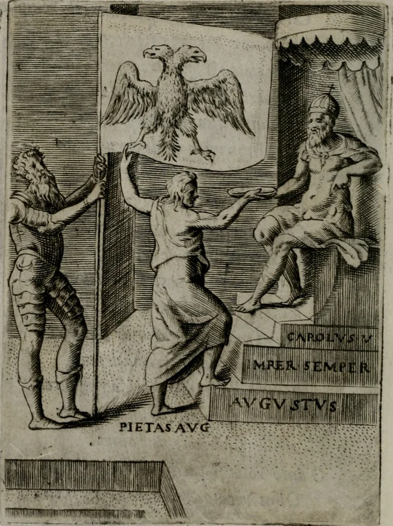 An illustration from Achillis Bocchii Bonon. Symbolicarum quaestionum, de vniuerso genere, quas serio ludebat, libri quinque, 1574, leaf 97