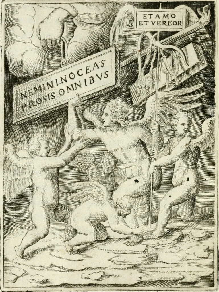 An illustration from Achillis Bocchii bonon. Symbolicarvm qvaestionvm de vniuerso genere, quas serio ludebat, libri qvinqve, 1574, leaf 151
