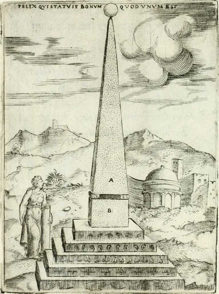 An illustration from Achillis Bocchii bonon. Symbolicarvm qvaestionvm de vniuerso genere, quas serio ludebat, libri qvinqve, 1574, leaf 159