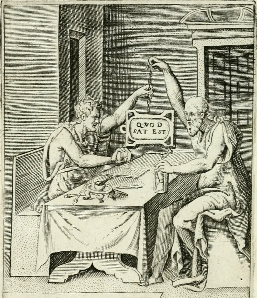 An illustration from Achillis Bocchii bonon. Symbolicarvm qvaestionvm de vniuerso genere, quas serio ludebat, libri qvinqve, 1574, leaf 201