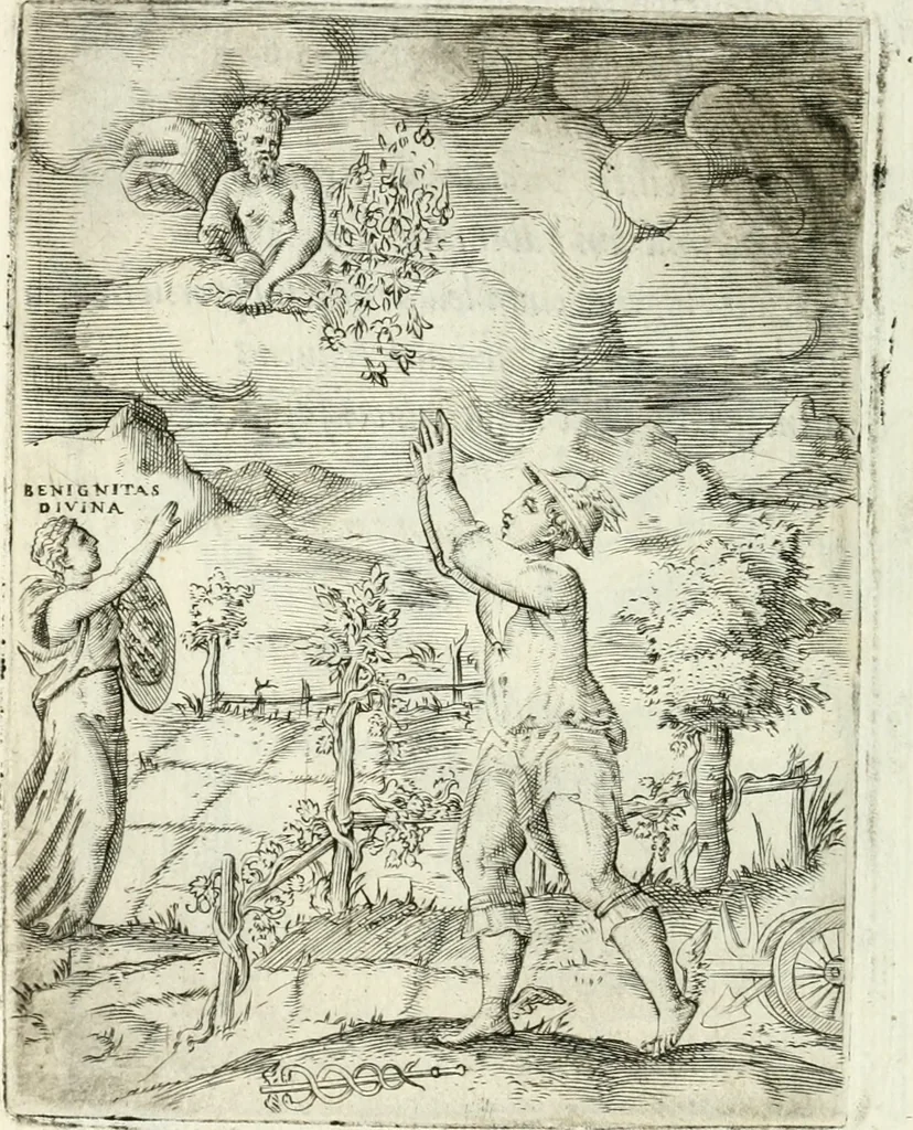 An illustration from Achillis Bocchii bonon. Symbolicarvm qvaestionvm de vniuerso genere, quas serio ludebat, libri qvinqve, 1574, leaf 235