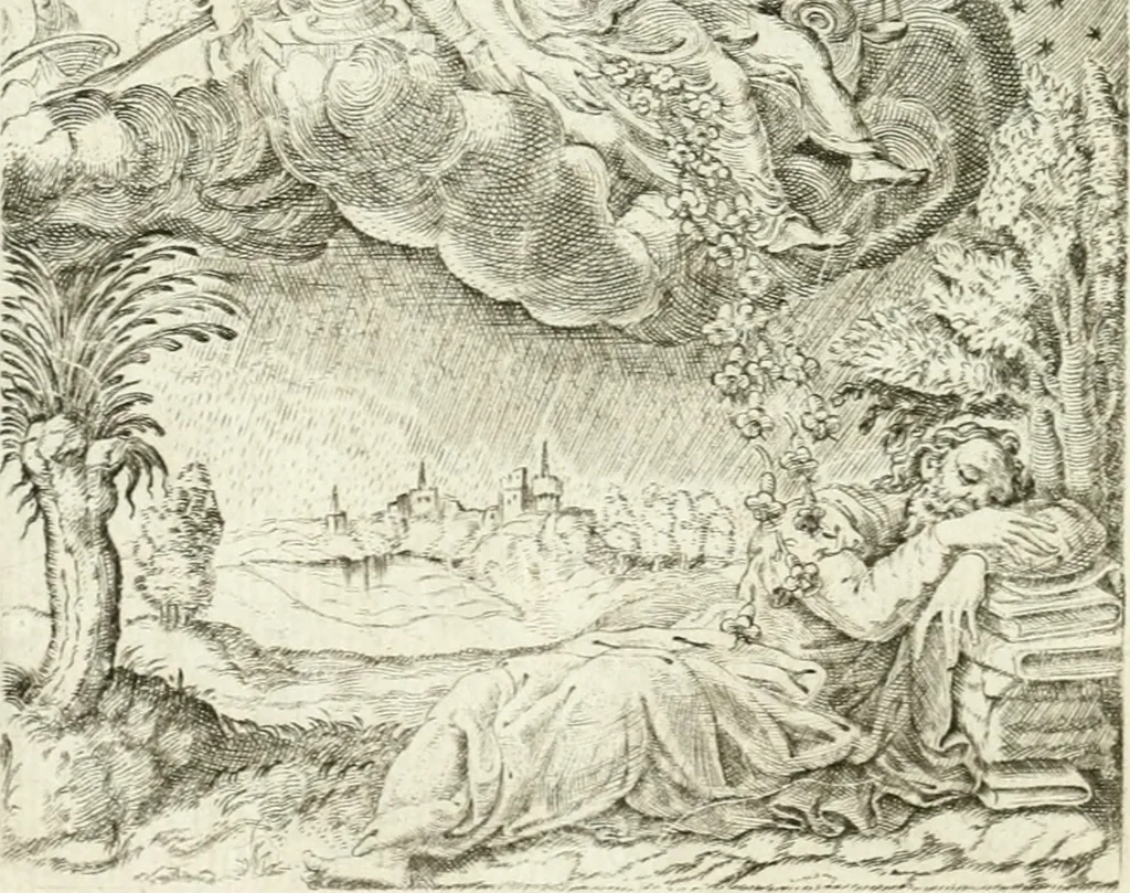 An illustration from Achillis Bocchii bonon. Symbolicarvm qvaestionvm de vniuerso genere, quas serio ludebat, libri qvinqve, 1574, leaf 321