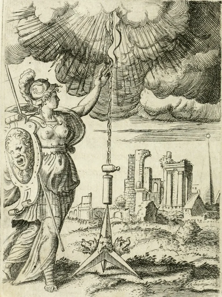 An illustration from Achillis Bocchii bonon. Symbolicarvm qvaestionvm de vniuerso genere, quas serio ludebat, libri qvinqve, 1574, leaf 359