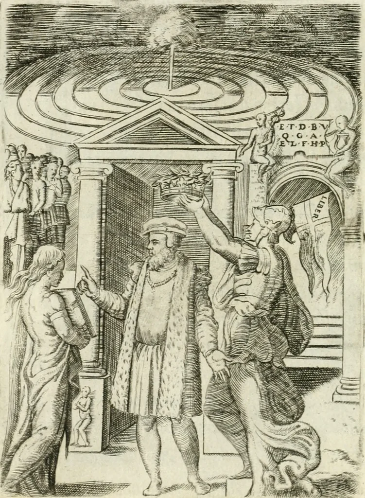 An illustration from Achillis Bocchii bonon. Symbolicarvm qvaestionvm de vniuerso genere, quas serio ludebat, libri qvinqve, 1574, leaf 395