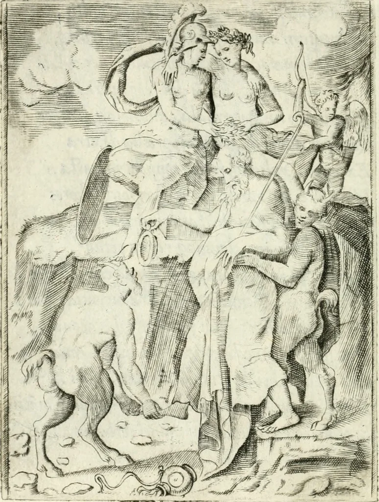 An illustration from Achillis Bocchii bonon. Symbolicarvm qvaestionvm de vniuerso genere, quas serio ludebat, libri qvinqve, 1574, leaf 79
