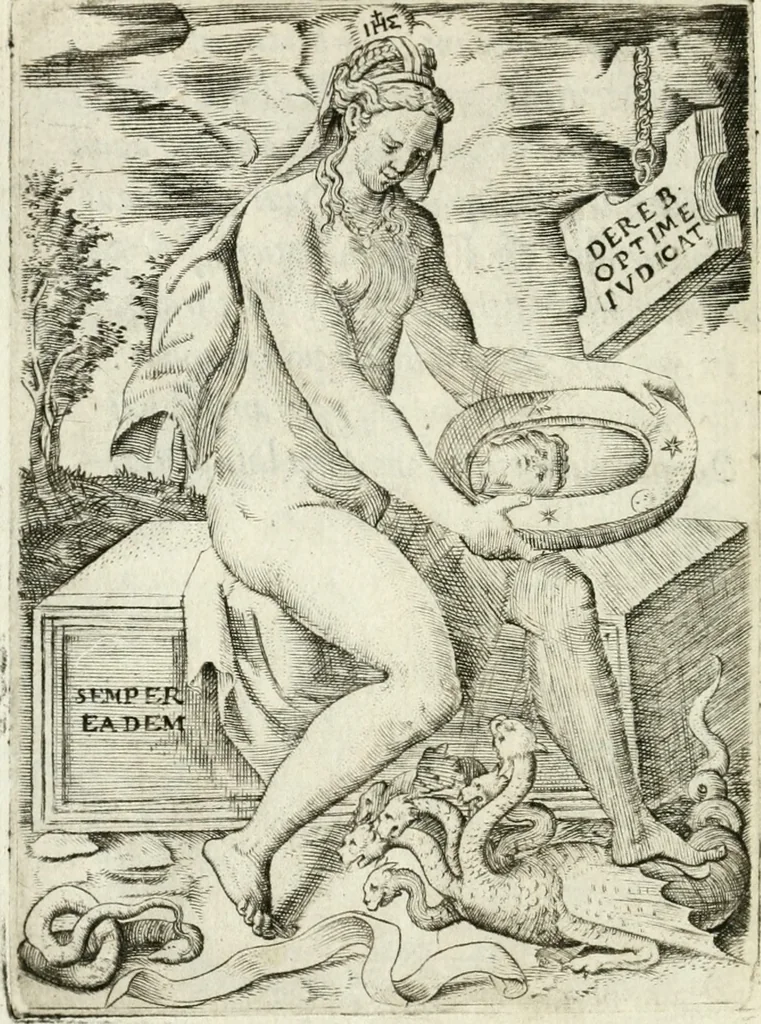 An illustration from Achillis Bocchii bonon. Symbolicarvm qvaestionvm de vniuerso genere, quas serio ludebat, libri qvinqve, 1574, leaf 81
