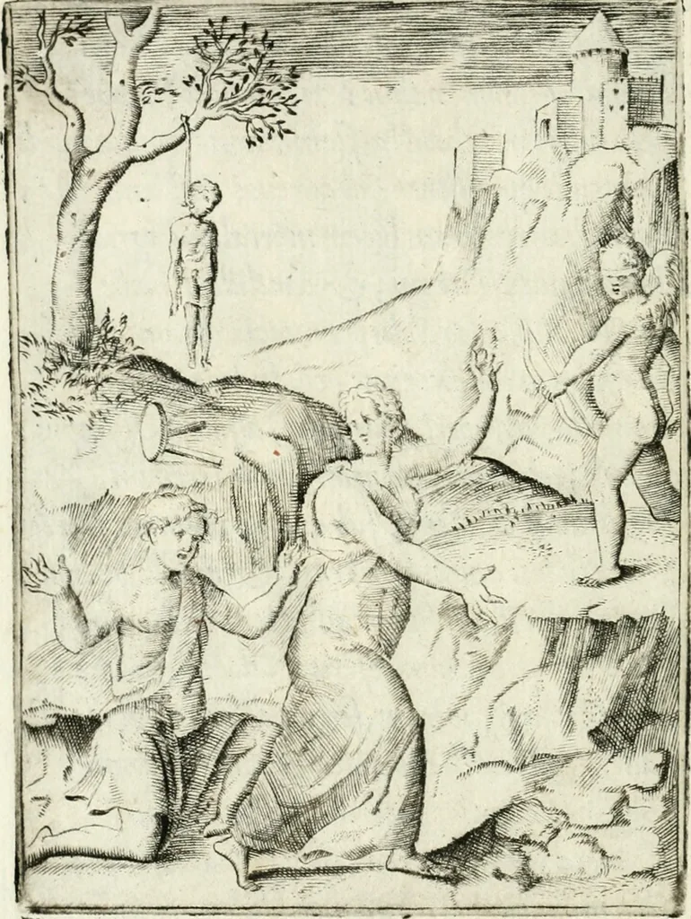 An illustration from Achillis Bocchii bonon. Symbolicarvm qvaestionvm de vniuerso genere, quas serio ludebat, libri qvinqve, 1574, leaf 83