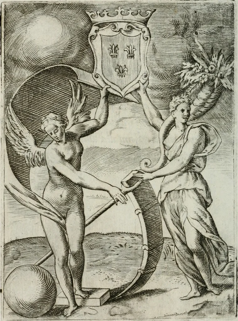 An illustration from Achillis Bocchii Bonon. Symbolicarum quaestionum, de vniuerso genere, quas serio ludebat, libri quinque, 1574, leaf 105