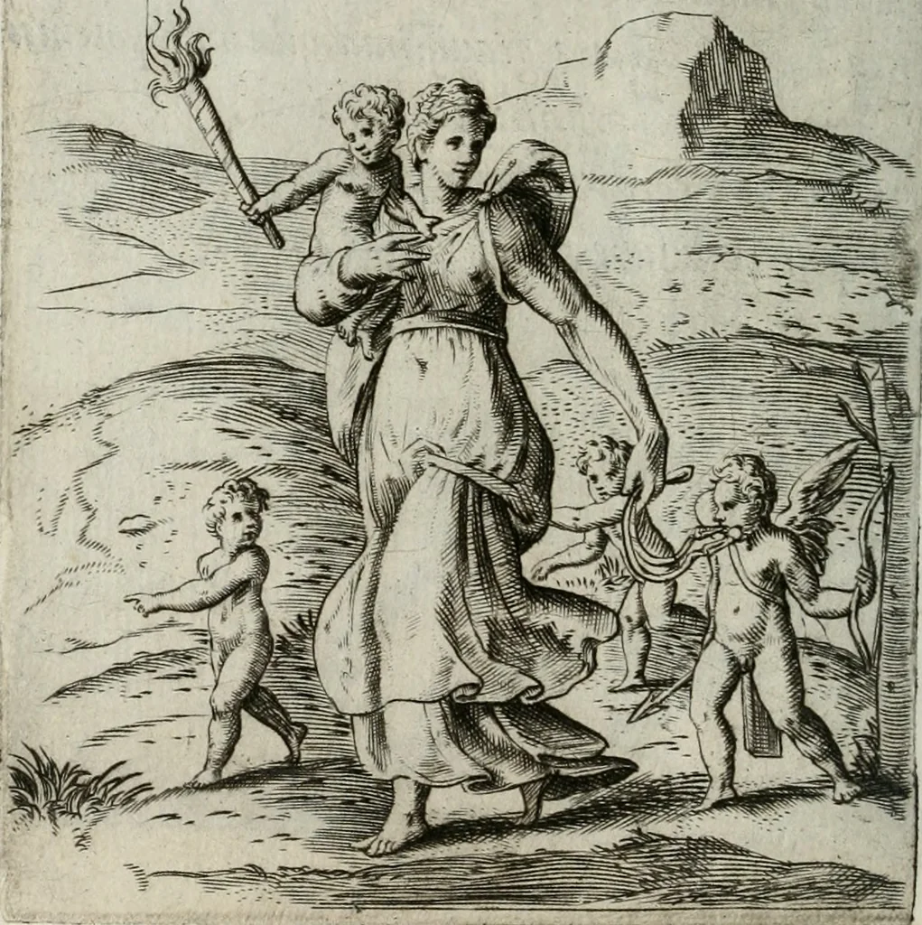 An illustration from Achillis Bocchii Bonon. Symbolicarum quaestionum, de vniuerso genere, quas serio ludebat, libri quinque, 1574, leaf 155