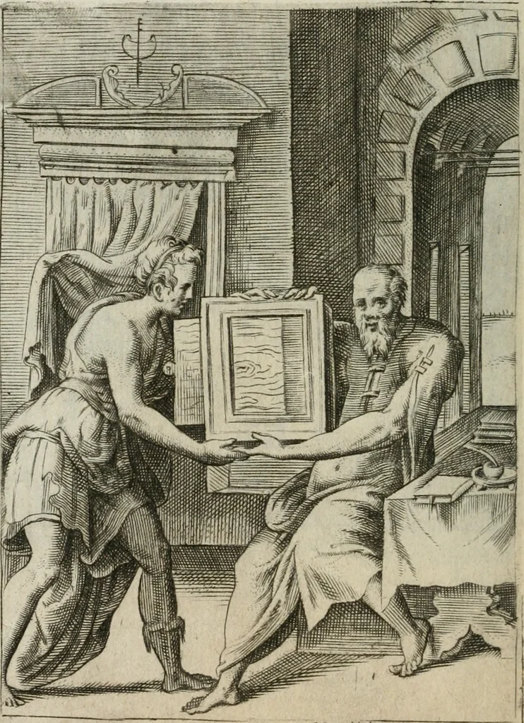 An illustration from Achillis Bocchii Bonon. Symbolicarum quaestionum, de vniuerso genere, quas serio ludebat, libri quinque, 1574, leaf 181