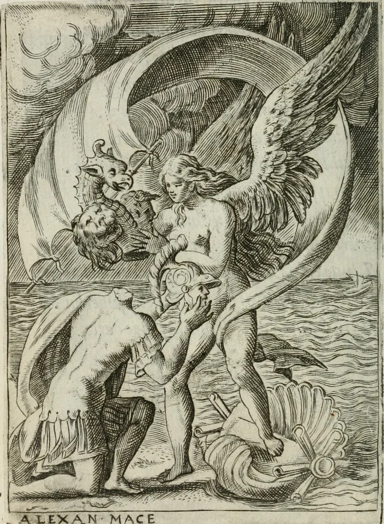 An illustration from Achillis Bocchii Bonon. Symbolicarum quaestionum, de vniuerso genere, quas serio ludebat, libri quinque, 1574, leaf 197