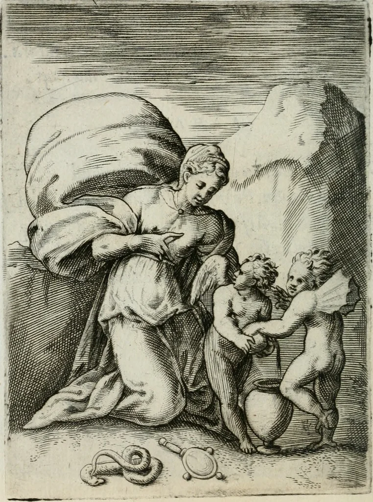 An illustration from Achillis Bocchii Bonon. Symbolicarum quaestionum, de vniuerso genere, quas serio ludebat, libri quinque, 1574, leaf 209