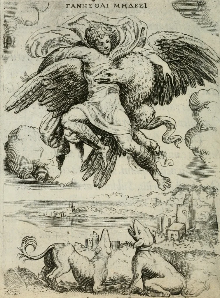 An illustration from Achillis Bocchii Bonon. Symbolicarum quaestionum, de vniuerso genere, quas serio ludebat, libri quinque, 1574, leaf 223