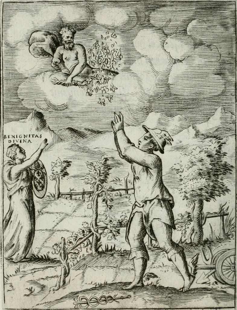 An illustration from Achillis Bocchii Bonon. Symbolicarum quaestionum, de vniuerso genere, quas serio ludebat, libri quinque, 1574, leaf 235