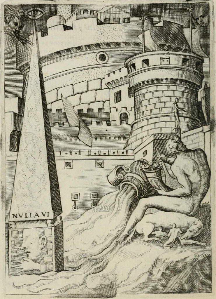 An illustration from Achillis Bocchii Bonon. Symbolicarum quaestionum, de vniuerso genere, quas serio ludebat, libri quinque, 1574, leaf 261