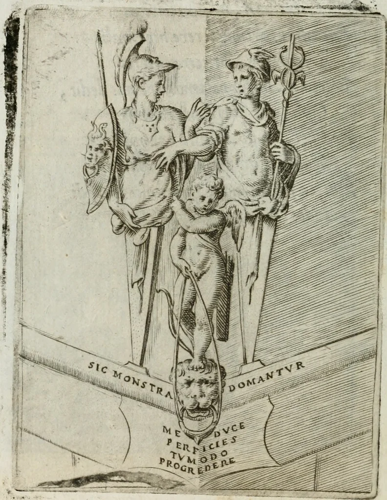 An illustration from Achillis Bocchii Bonon. Symbolicarum quaestionum, de vniuerso genere, quas serio ludebat, libri quinque, 1574, leaf 271