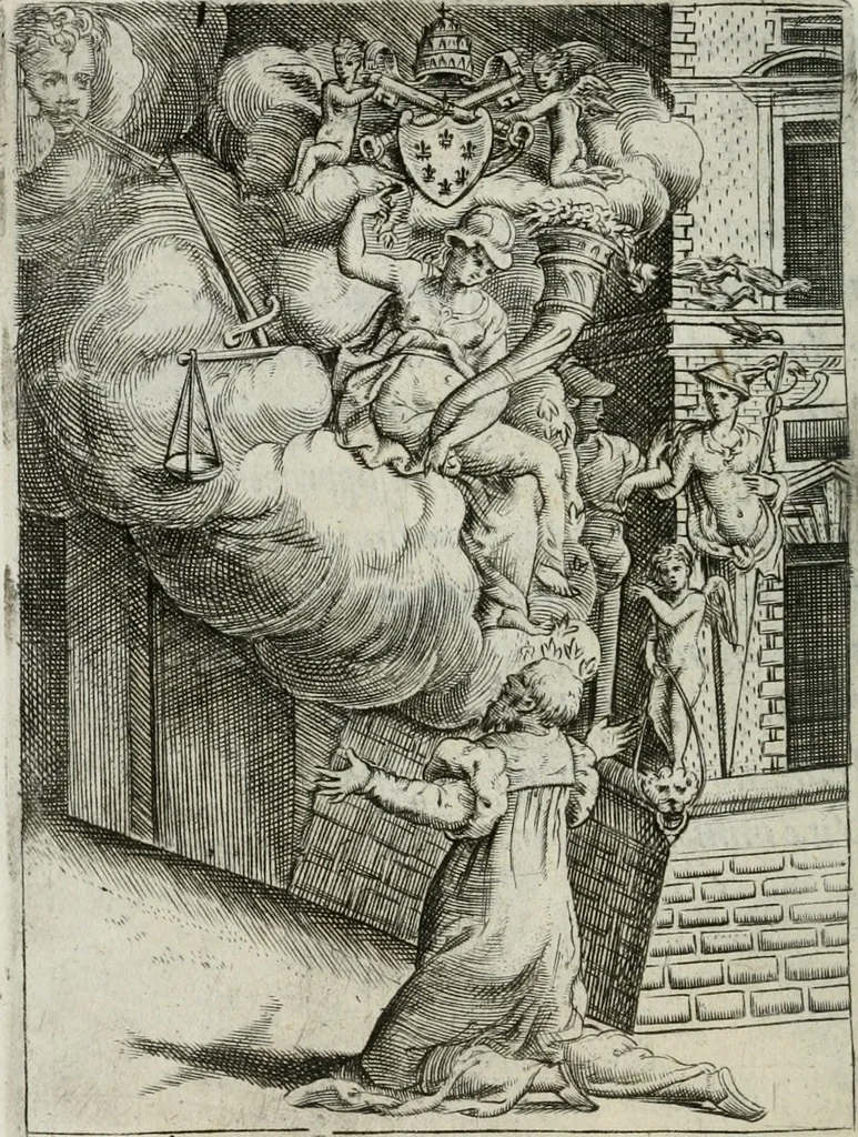 An illustration from Achillis Bocchii Bonon. Symbolicarum quaestionum, de vniuerso genere, quas serio ludebat, libri quinque, 1574, leaf 285