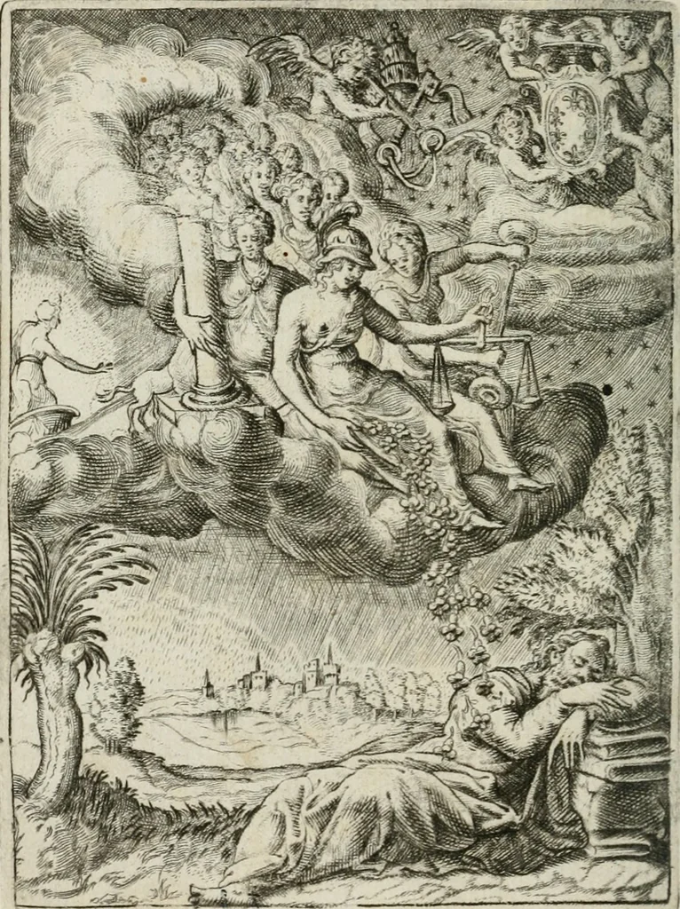 An illustration from Achillis Bocchii Bonon. Symbolicarum quaestionum, de vniuerso genere, quas serio ludebat, libri quinque, 1574, leaf 321