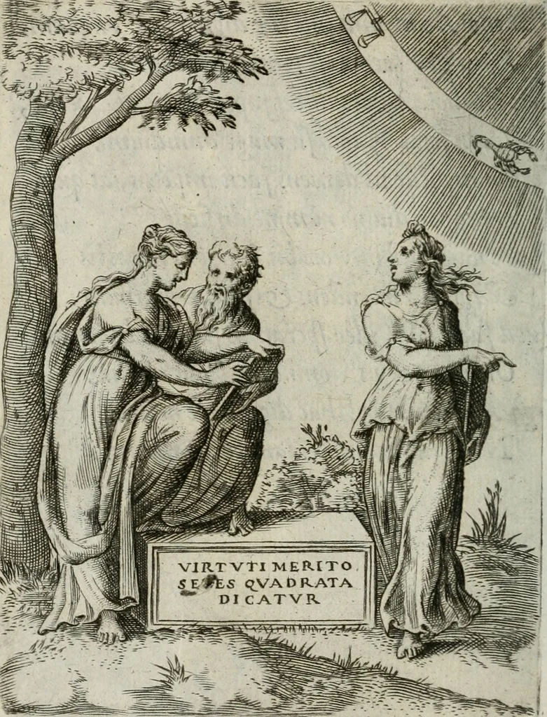 An illustration from Achillis Bocchii Bonon. Symbolicarum quaestionum, de vniuerso genere, quas serio ludebat, libri quinque, 1574, leaf 329