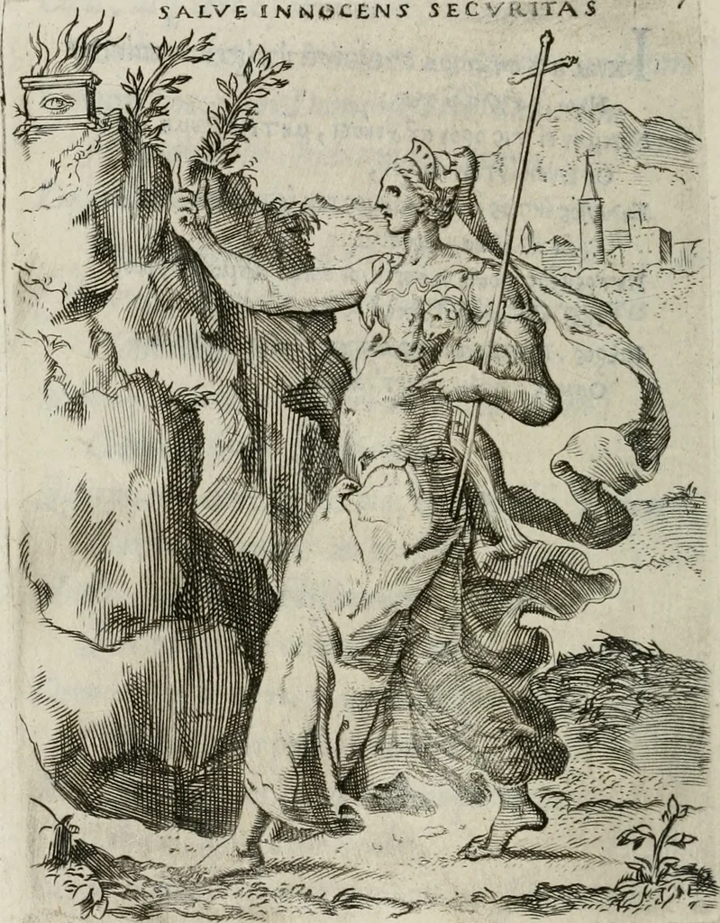 An illustration from Achillis Bocchii Bonon. Symbolicarum quaestionum, de vniuerso genere, quas serio ludebat, libri quinque, 1574, leaf 405
