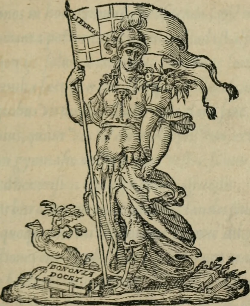 An illustration from Achillis Bocchii Bonon. Symbolicarum quaestionum, de vniuerso genere, quas serio ludebat, libri quinque, 1574, leaf 8