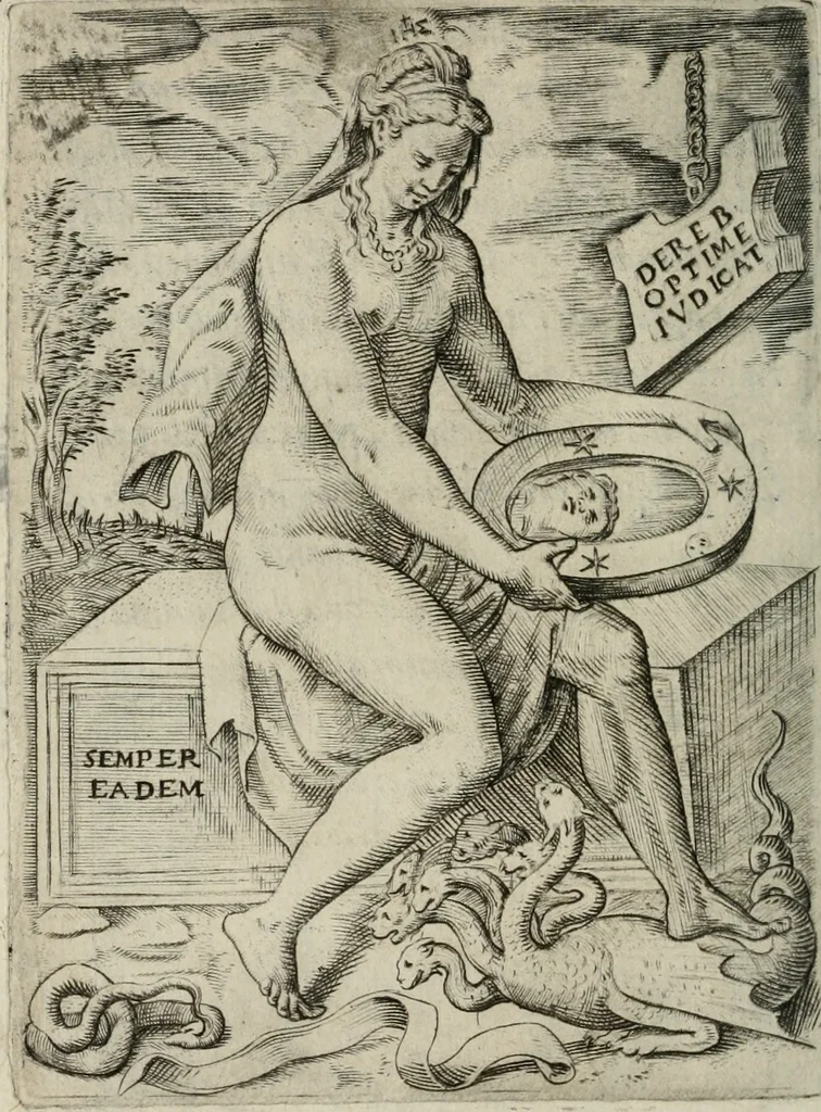 An illustration from Achillis Bocchii Bonon. Symbolicarum quaestionum, de vniuerso genere, quas serio ludebat, libri quinque, 1574, leaf 81