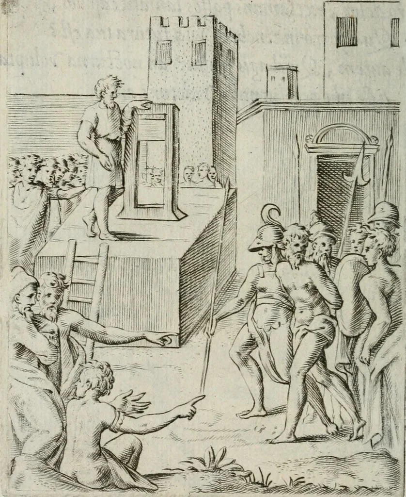 An illustration from Achillis Bocchii Bonon. Symbolicarum quaestionum, de vniuerso genere, quas serio ludebat, libri quinque, 1574, leaf 95