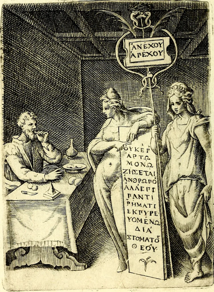 An illustration from Achillis Bocchii Bonon. Symbolicarvm qvaestionvm, de vniverso genere, quas serio ludebat, libri qvinqve, 1574, leaf 105