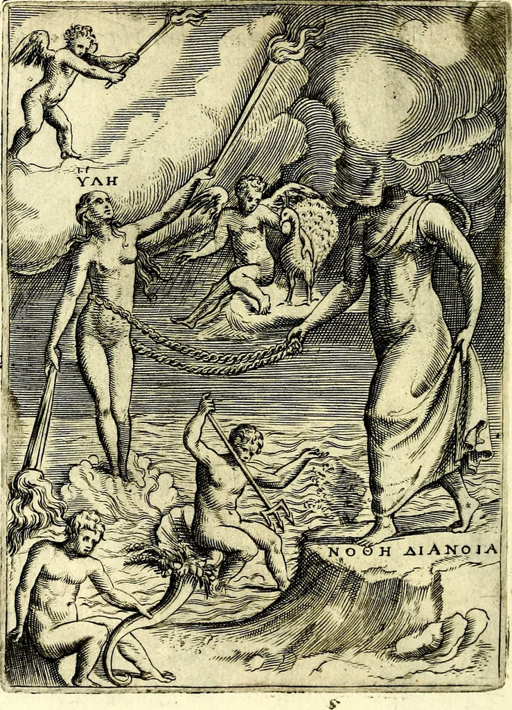 An illustration from Achillis Bocchii Bonon. Symbolicarvm qvaestionvm, de vniverso genere, quas serio ludebat, libri qvinqve, 1574, leaf 107