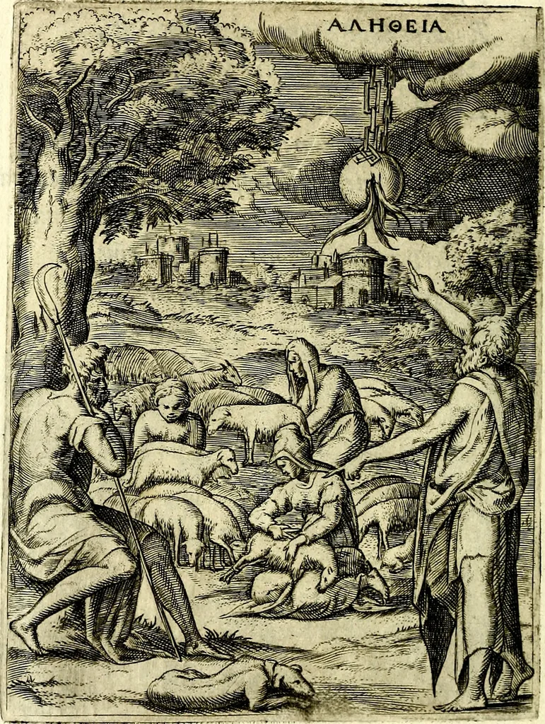 An illustration from Achillis Bocchii Bonon. Symbolicarvm qvaestionvm, de vniverso genere, quas serio ludebat, libri qvinqve, 1574, leaf 115