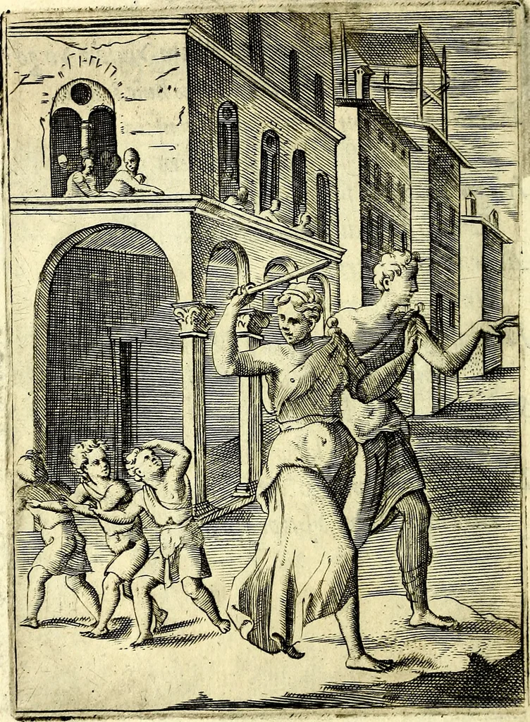 An illustration from Achillis Bocchii Bonon. Symbolicarvm qvaestionvm, de vniverso genere, quas serio ludebat, libri qvinqve, 1574, leaf 127