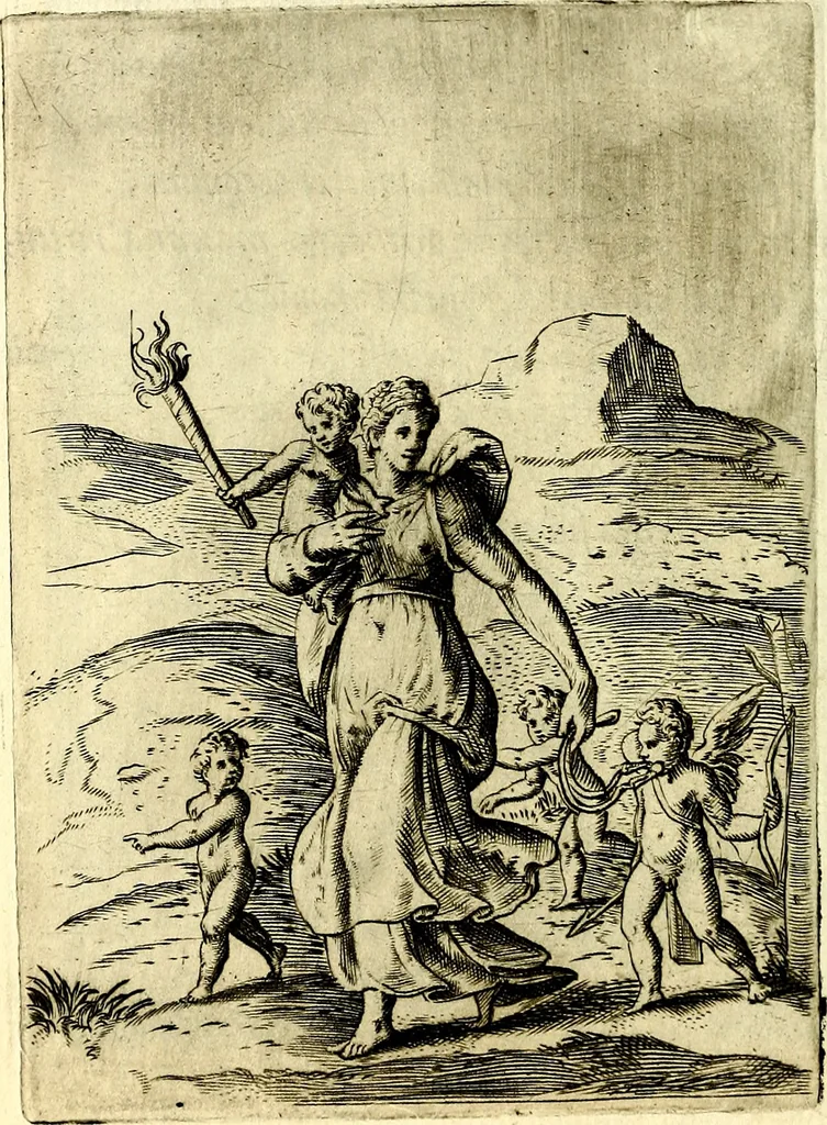 An illustration from Achillis Bocchii Bonon. Symbolicarvm qvaestionvm, de vniverso genere, quas serio ludebat, libri qvinqve, 1574, leaf 147