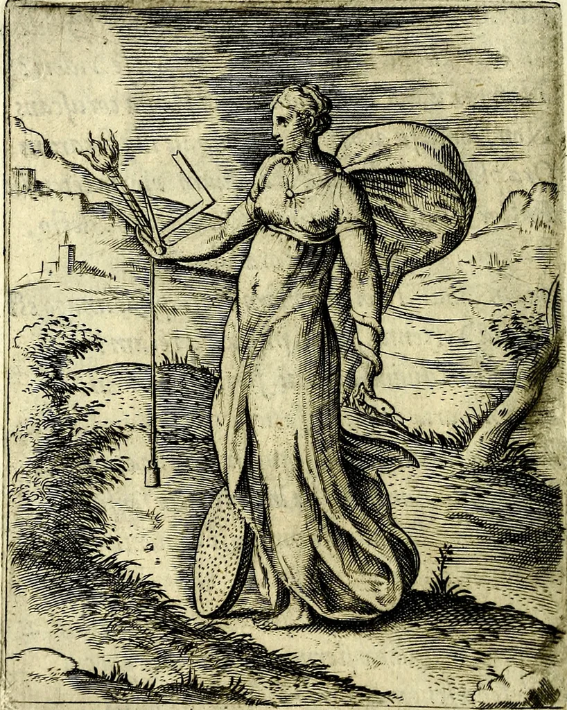 An illustration from Achillis Bocchii Bonon. Symbolicarvm qvaestionvm, de vniverso genere, quas serio ludebat, libri qvinqve, 1574, leaf 179