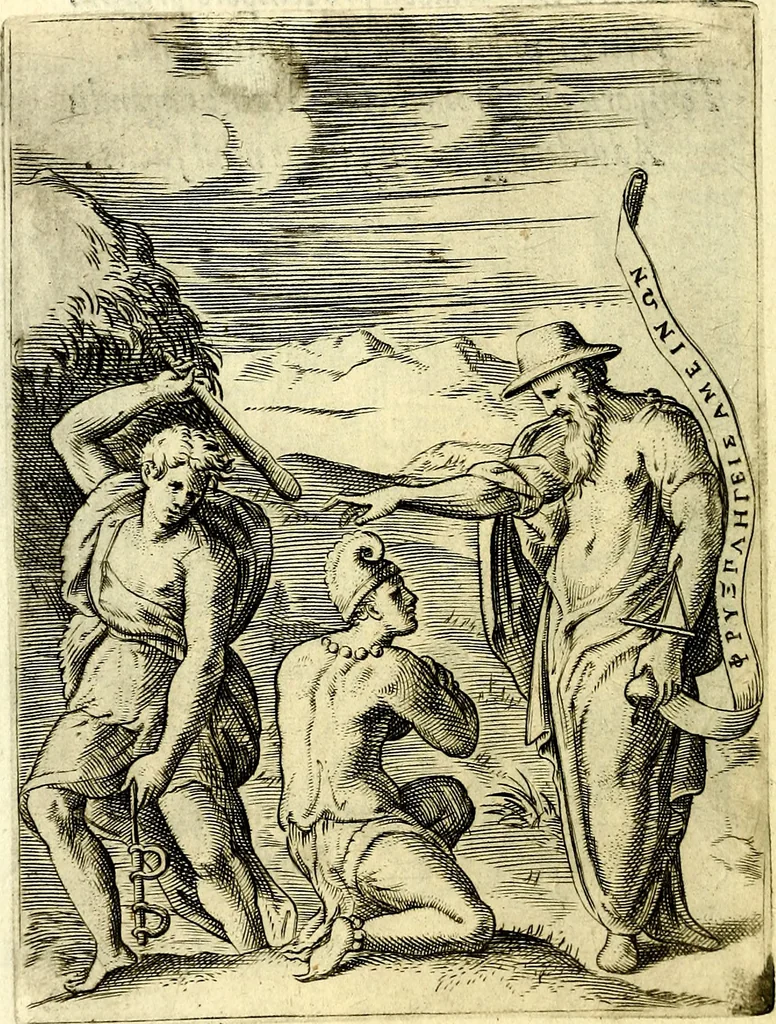 An illustration from Achillis Bocchii Bonon. Symbolicarvm qvaestionvm, de vniverso genere, quas serio ludebat, libri qvinqve, 1574, leaf 195