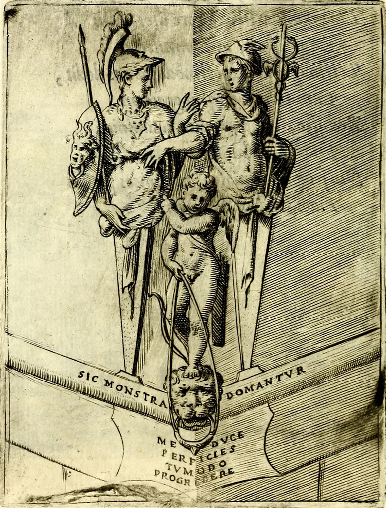 An illustration from Achillis Bocchii Bonon. Symbolicarvm qvaestionvm, de vniverso genere, quas serio ludebat, libri qvinqve, 1574, leaf 263