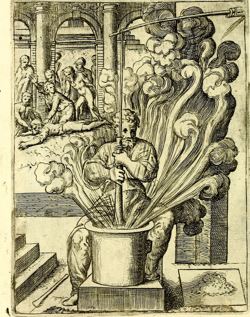 An illustration from Achillis Bocchii Bonon. Symbolicarvm qvaestionvm, de vniverso genere, quas serio ludebat, libri qvinqve, 1574, leaf 287