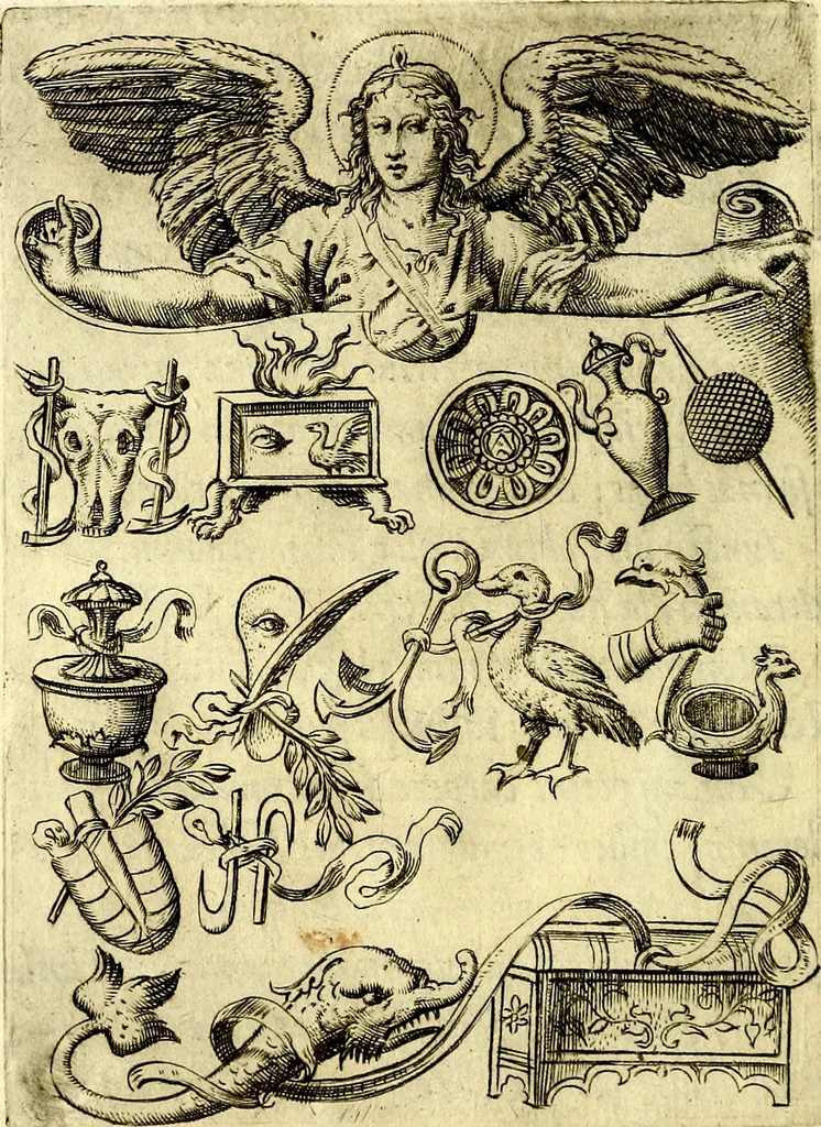 An illustration from Achillis Bocchii Bonon. Symbolicarvm qvaestionvm, de vniverso genere, quas serio ludebat, libri qvinqve, 1574, leaf 389
