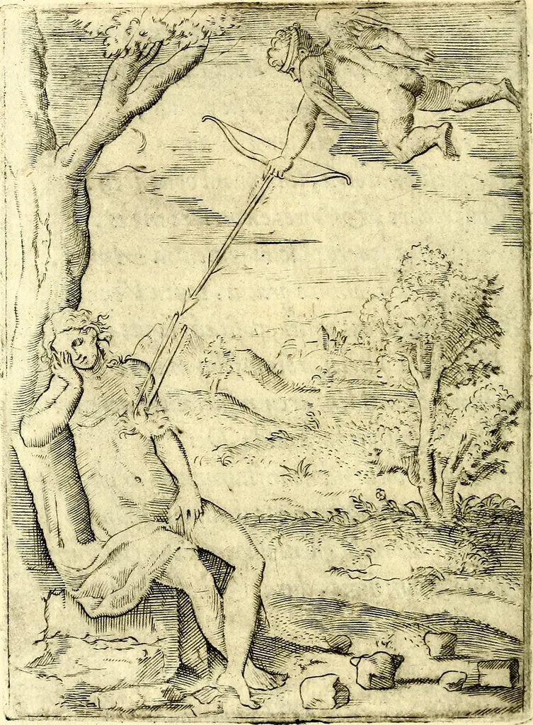 An illustration from Achillis Bocchii Bonon. Symbolicarvm qvaestionvm, de vniverso genere, quas serio ludebat, libri qvinqve, 1574, leaf 67