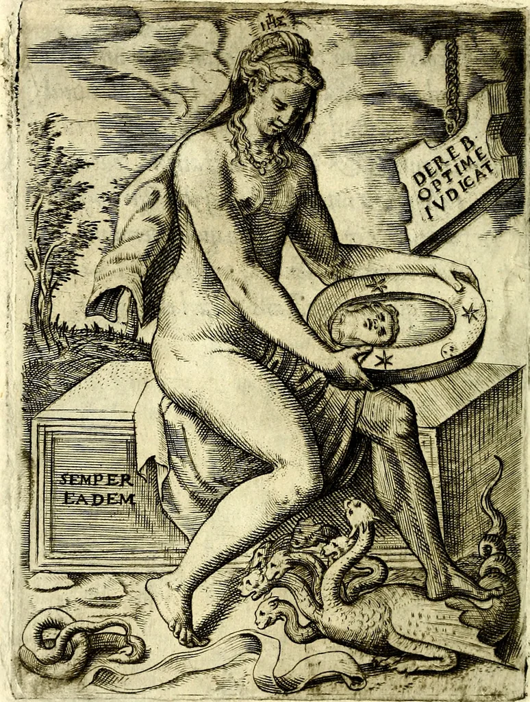 An illustration from Achillis Bocchii Bonon. Symbolicarvm qvaestionvm, de vniverso genere, quas serio ludebat, libri qvinqve, 1574, leaf 75