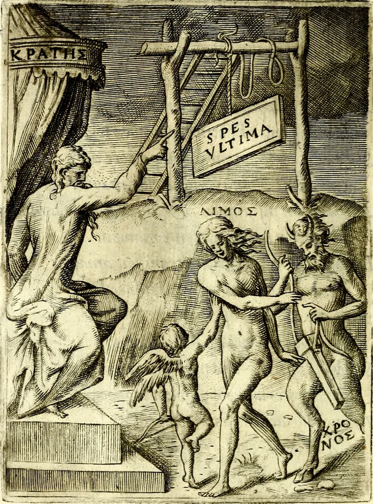An illustration from Achillis Bocchii Bonon. Symbolicarvm qvaestionvm, de vniverso genere, quas serio ludebat, libri qvinqve, 1574, leaf 79