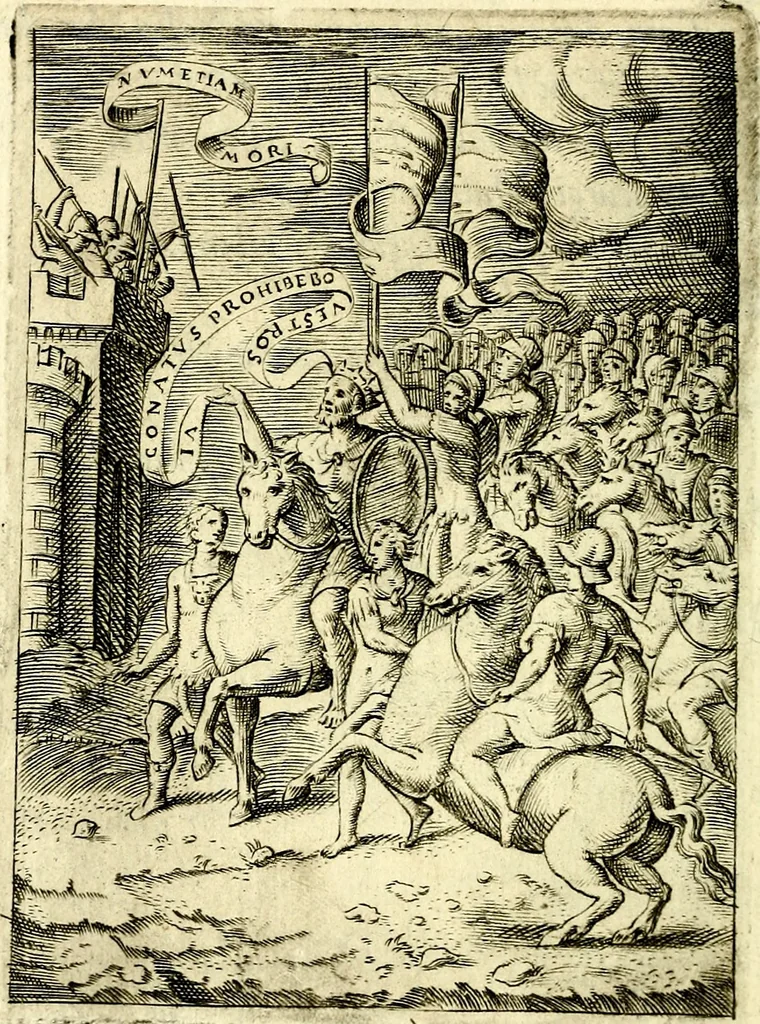 An illustration from Achillis Bocchii Bonon. Symbolicarvm qvaestionvm, de vniverso genere, quas serio ludebat, libri qvinqve, 1574, leaf 91