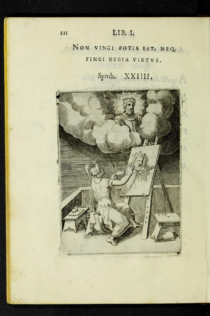 An illustration from Achillis Bocchii Bonon. Symbolicarvm qvaestionvm, de vniverso genere, quas serio ludebat, libri qvinqve, 1574, leaf 104